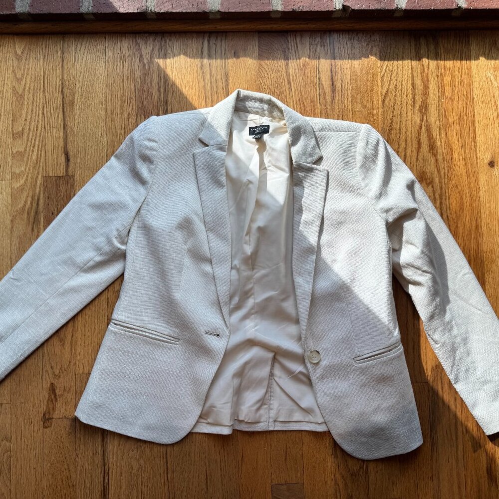 Ann Taylor Factory Cream One-Button Blazer